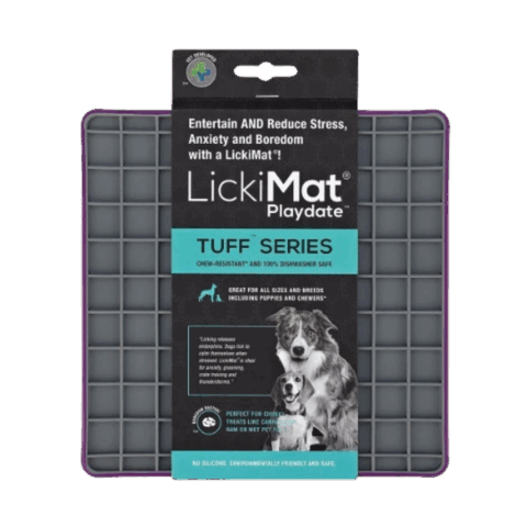 Lickimat playdate Tuff purple mit Anhanger Frontansicht
