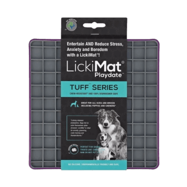 Lickimat playdate Tuff purple mit Anhanger Frontansicht
