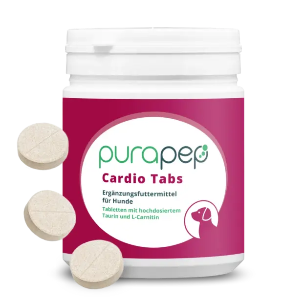 purapep Cardio Tabs Hunde, Dose mit dunkelrotem Etikett, Futterergänzung