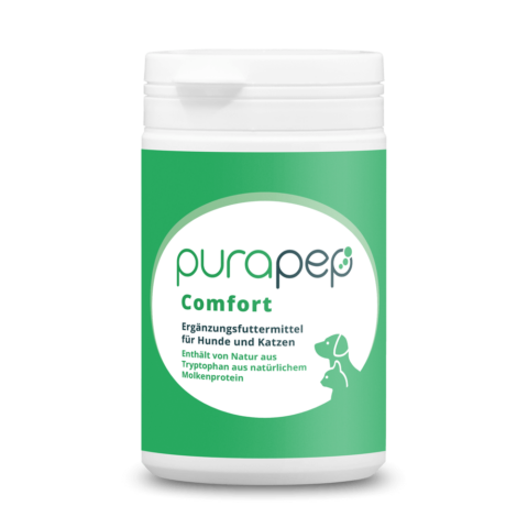 purapep Comfort mit Tryptophan und B-Vitaminen, Bierhefe, Futterergänzung für Hunde und Katzen zur Entspannung, 100g