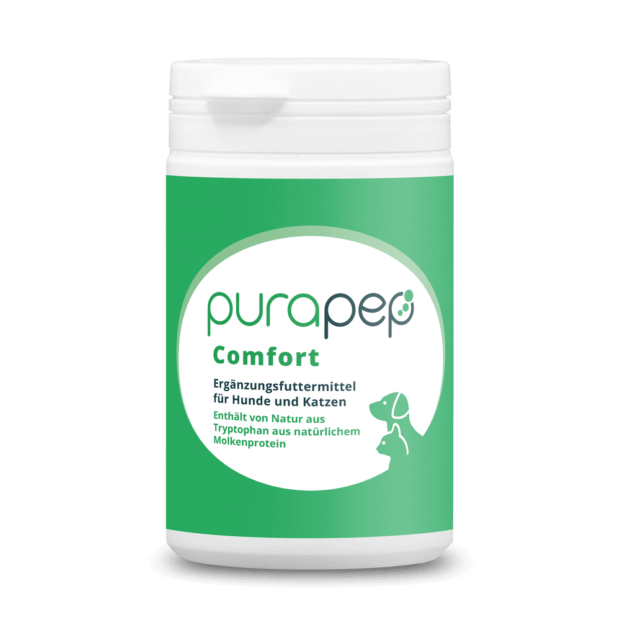 purapep Comfort mit Tryptophan und B-Vitaminen, Bierhefe, Futterergänzung für Hunde und Katzen zur Entspannung, 100g