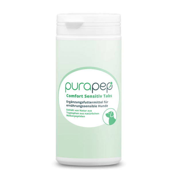 purapep Comfort Sensitiv Tabs, Dose mit hellgrünem Etikett, Futterergänzung für Hunde