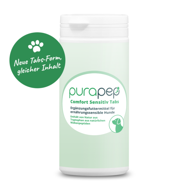 purapep Comfort Sensitiv Tabs, Dose mit hellgrünem Etikett, Futterergänzung für Hunde