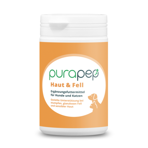 purapep Haut & Fell, Dose mit orangenem Etikett, Futterergänzung für Hunde und Katzen