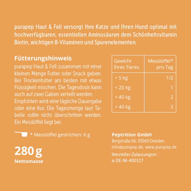purapep Haut und Fell Etikett Rückseite 1
