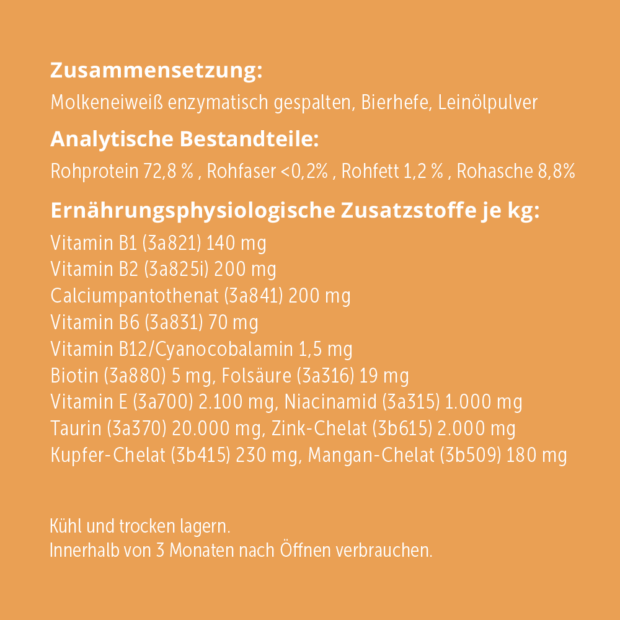 purapep Haut & Fell, Rückseite orangenes Etikett, Zusammensetzung und Bestandteile