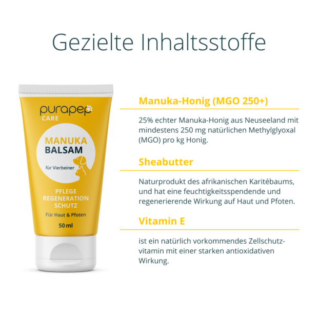 Inhaltsstoffe purapep Manuka Balsam für Hunde und Katzen