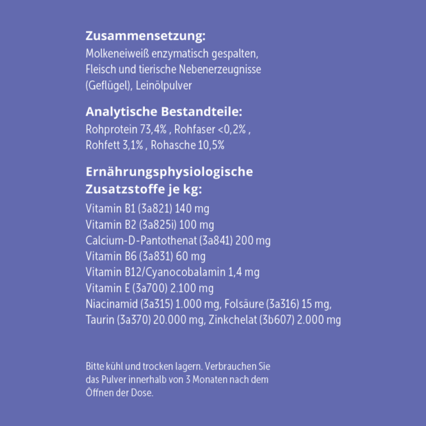 purapep Senior, Rückseite lila Etikett, Zusammensetzung und Bestandteile
