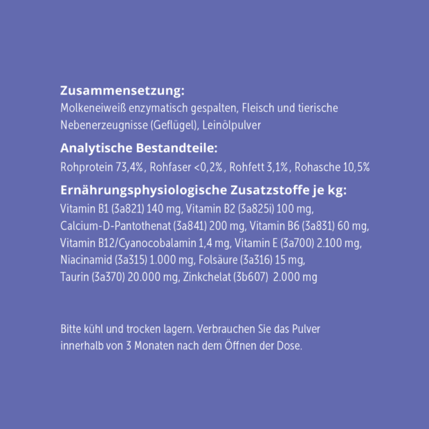 purapep Senior, Rückseite lila Etikett, Zusammensetzung und Bestandteile